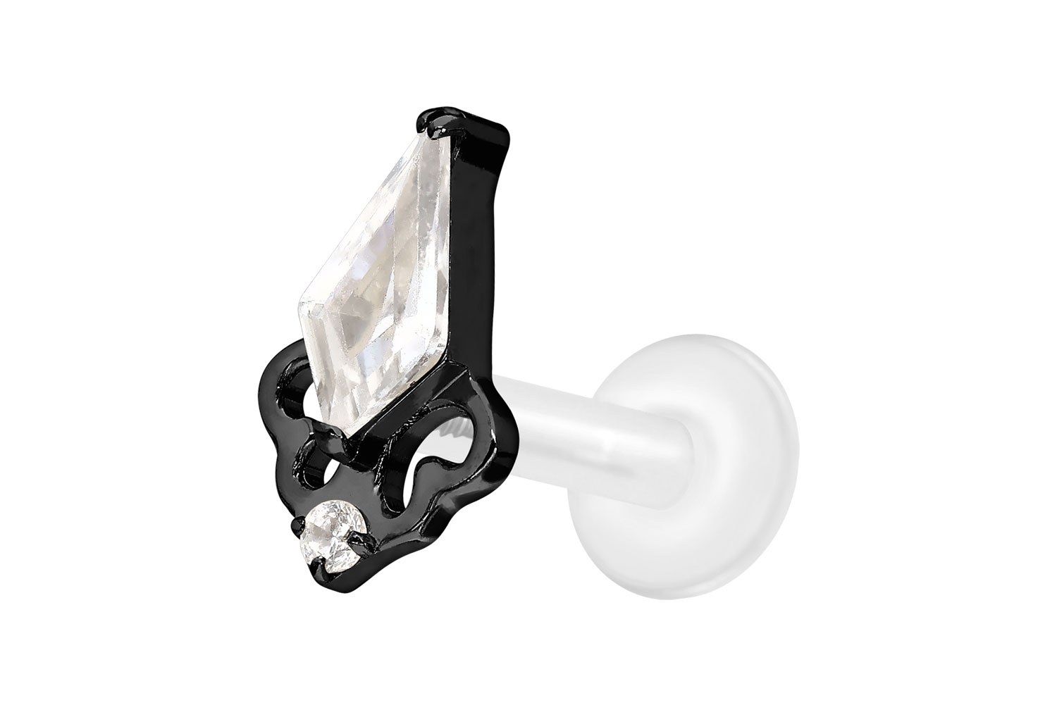 PTFE Labret Piercing mit Innengewinde + Titan-Aufsatz KRISTALLSCHILD